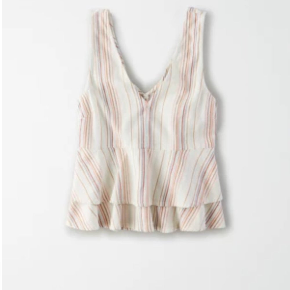 AE TIE WAIST PEPLUM SHELL TOP